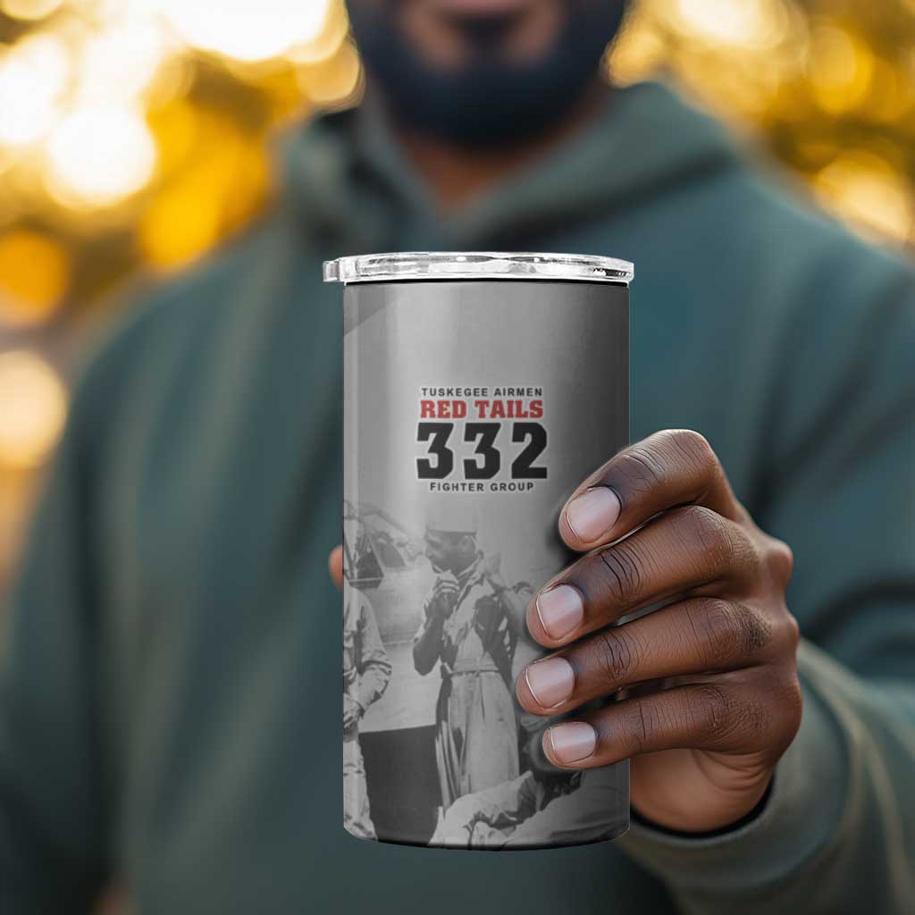 Tuskegee Airmen 332nd Fighter Group 4 in 1 Can Cooler Tumbler Vintage-style War - undefined
