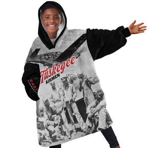 Tuskegee Airmen 332nd Fighter Group Kid Wearable Blanket Hoodie Vintage-style War - African Pride