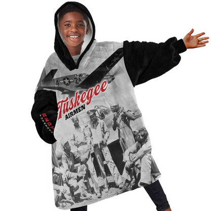 Tuskegee Airmen 332nd Fighter Group Kid Wearable Blanket Hoodie Vintage-style War - African Pride