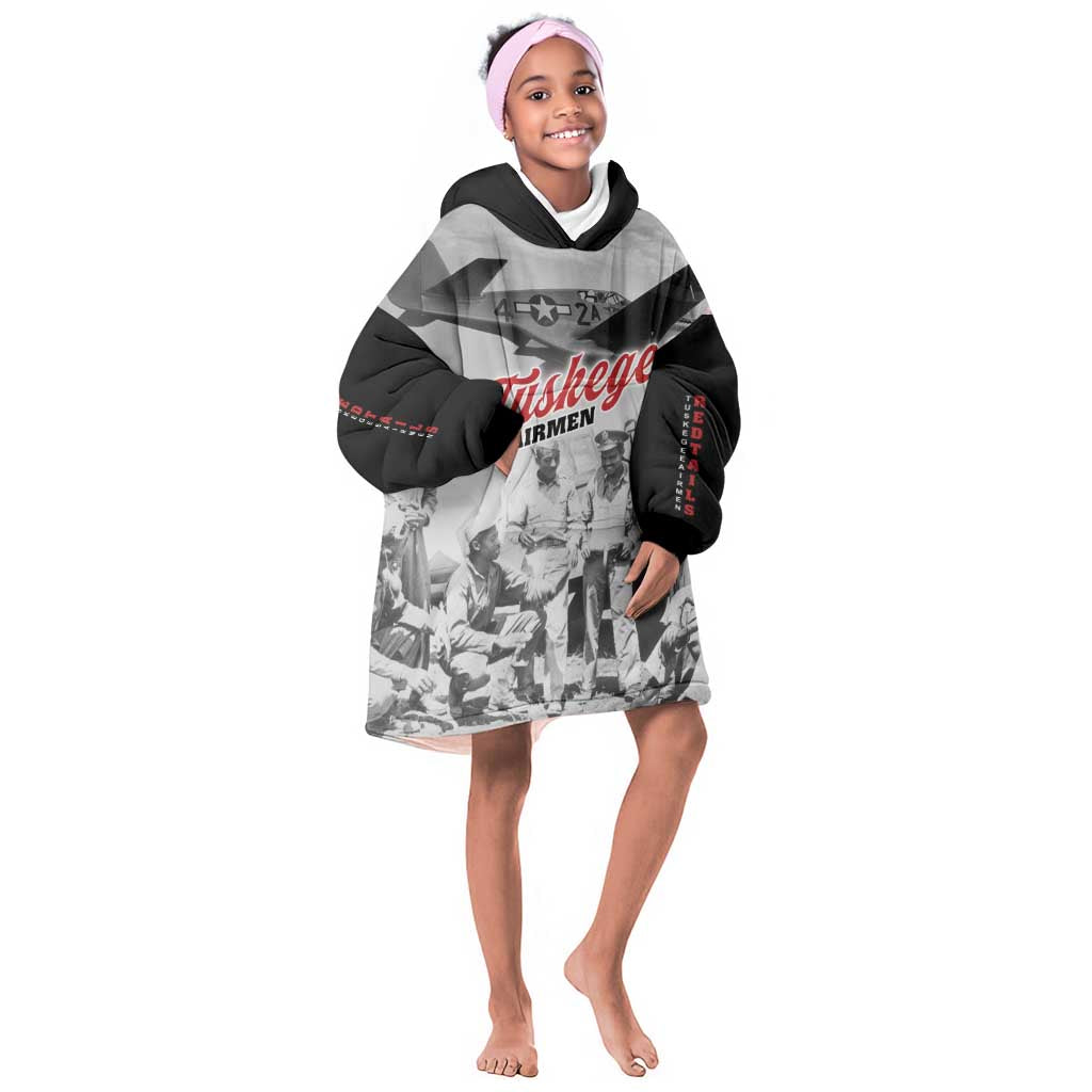 Tuskegee Airmen 332nd Fighter Group Kid Wearable Blanket Hoodie Vintage-style War - African Pride