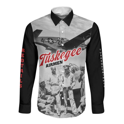 Tuskegee Airmen 332nd Fighter Group Long Sleeve Button Shirt Vintage-style War - African Pride