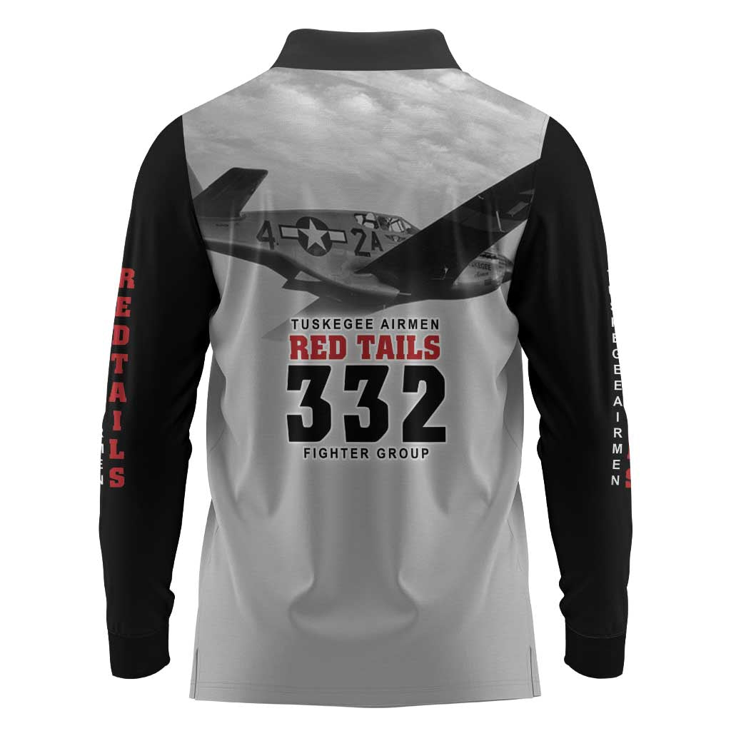 Tuskegee Airmen 332nd Fighter Group Long Sleeve Polo Shirt Vintage-style War - African Pride
