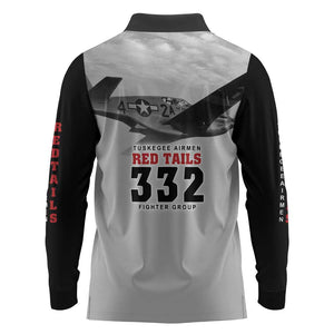 Tuskegee Airmen 332nd Fighter Group Long Sleeve Polo Shirt Vintage-style War - African Pride