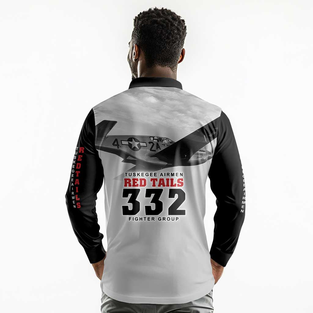 Tuskegee Airmen 332nd Fighter Group Long Sleeve Polo Shirt Vintage-style War - African Pride