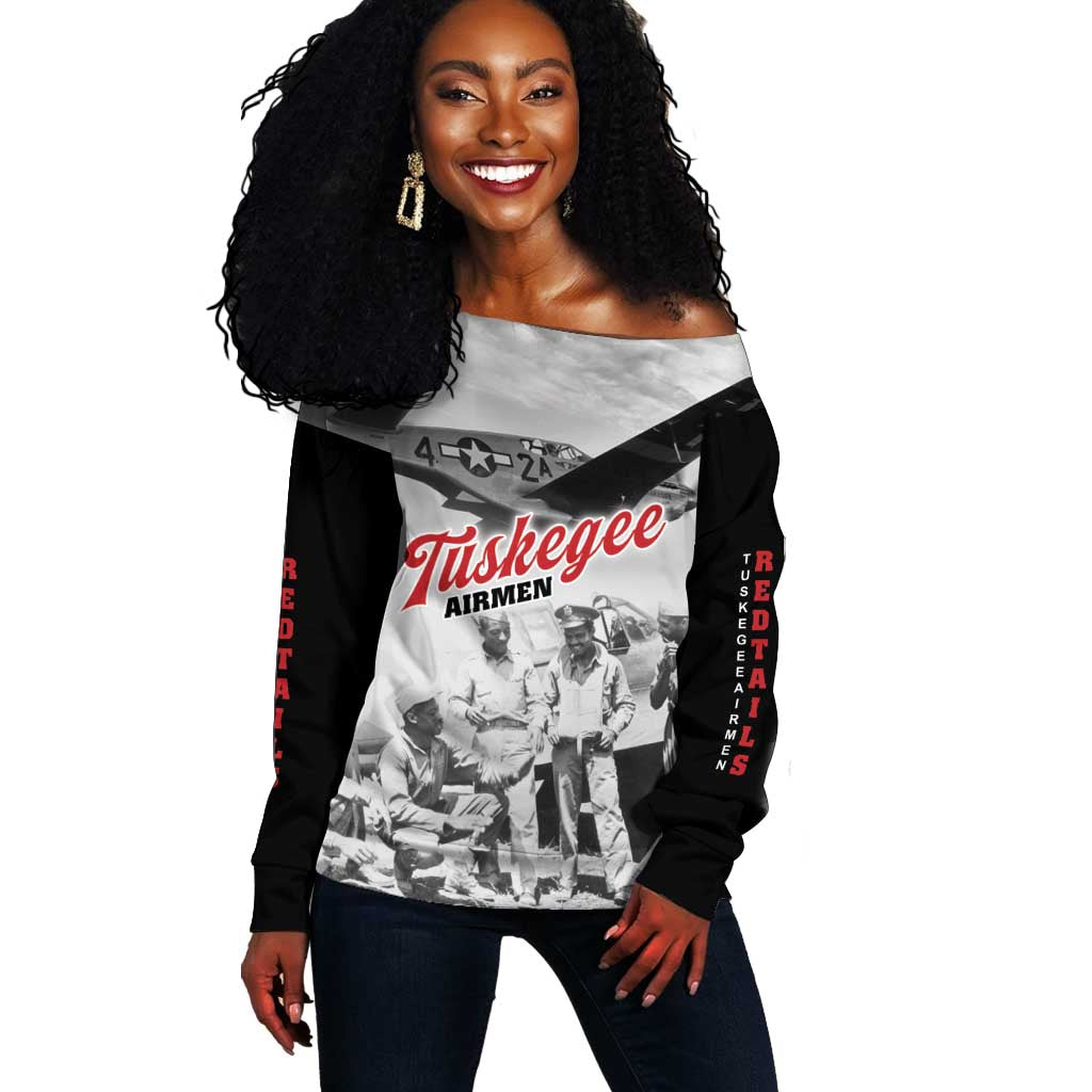 Tuskegee Airmen 332nd Fighter Group Off Shoulder Sweater Vintage-style War - African Pride