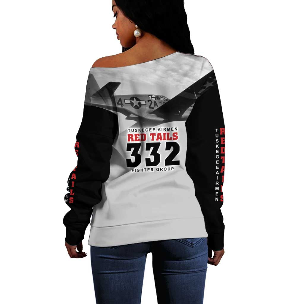 Tuskegee Airmen 332nd Fighter Group Off Shoulder Sweater Vintage-style War - African Pride