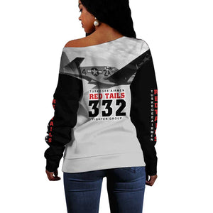 Tuskegee Airmen 332nd Fighter Group Off Shoulder Sweater Vintage-style War - African Pride