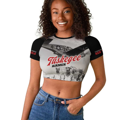 Tuskegee Airmen 332nd Fighter Group Raglan Cropped T shirt Vintage-style War - African Pride