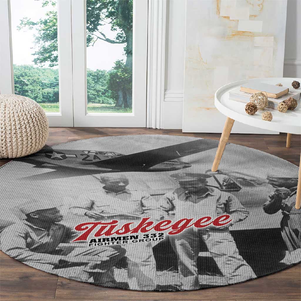 Tuskegee Airmen 332nd Fighter Group Round Carpet Vintage-style War - African Pride