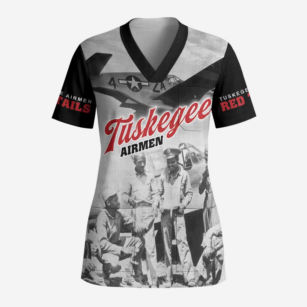 Tuskegee Airmen 332nd Fighter Group Scrub Top Vintage-style War - African Pride