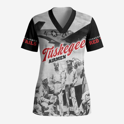 Tuskegee Airmen 332nd Fighter Group Scrub Top Vintage-style War - African Pride