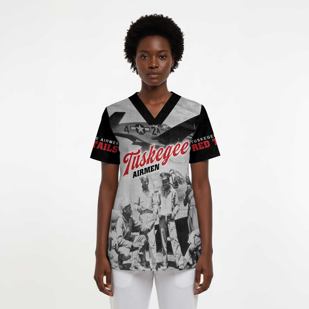 Tuskegee Airmen 332nd Fighter Group Scrub Top Vintage-style War - African Pride