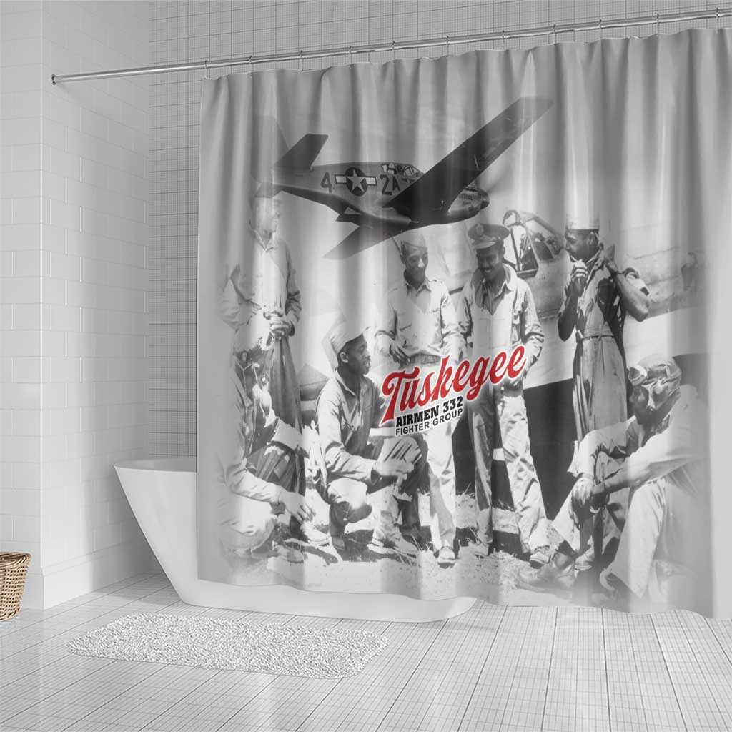 Tuskegee Airmen 332nd Fighter Group Shower Curtain Vintage-style War - African Pride