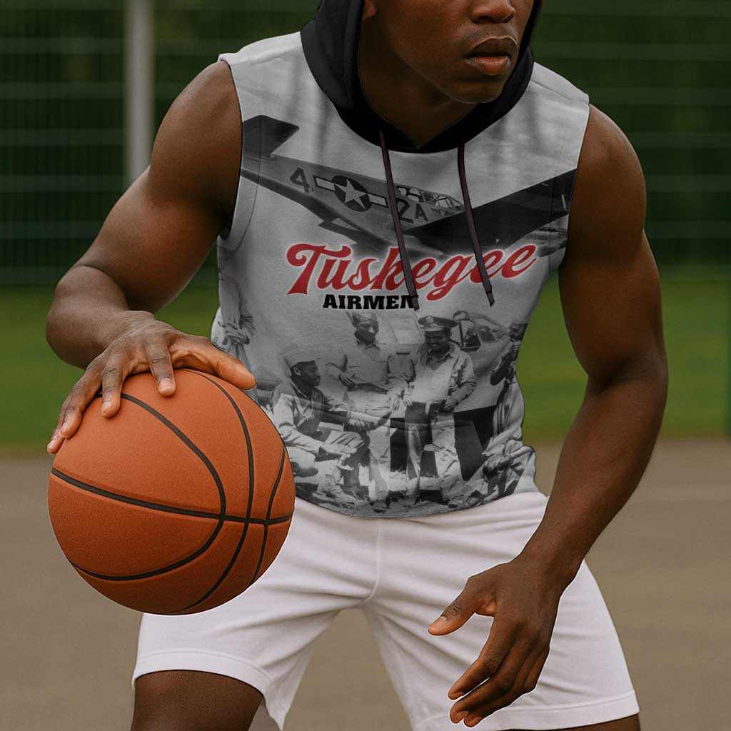 Tuskegee Airmen 332nd Fighter Group Sleeveless Hoodie Vintage-style War - African Pride