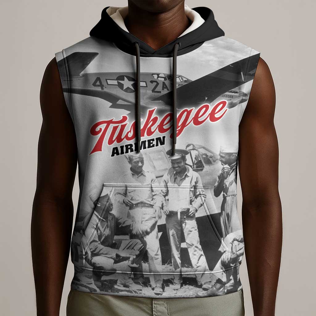 Tuskegee Airmen 332nd Fighter Group Sleeveless Hoodie Vintage-style War - African Pride