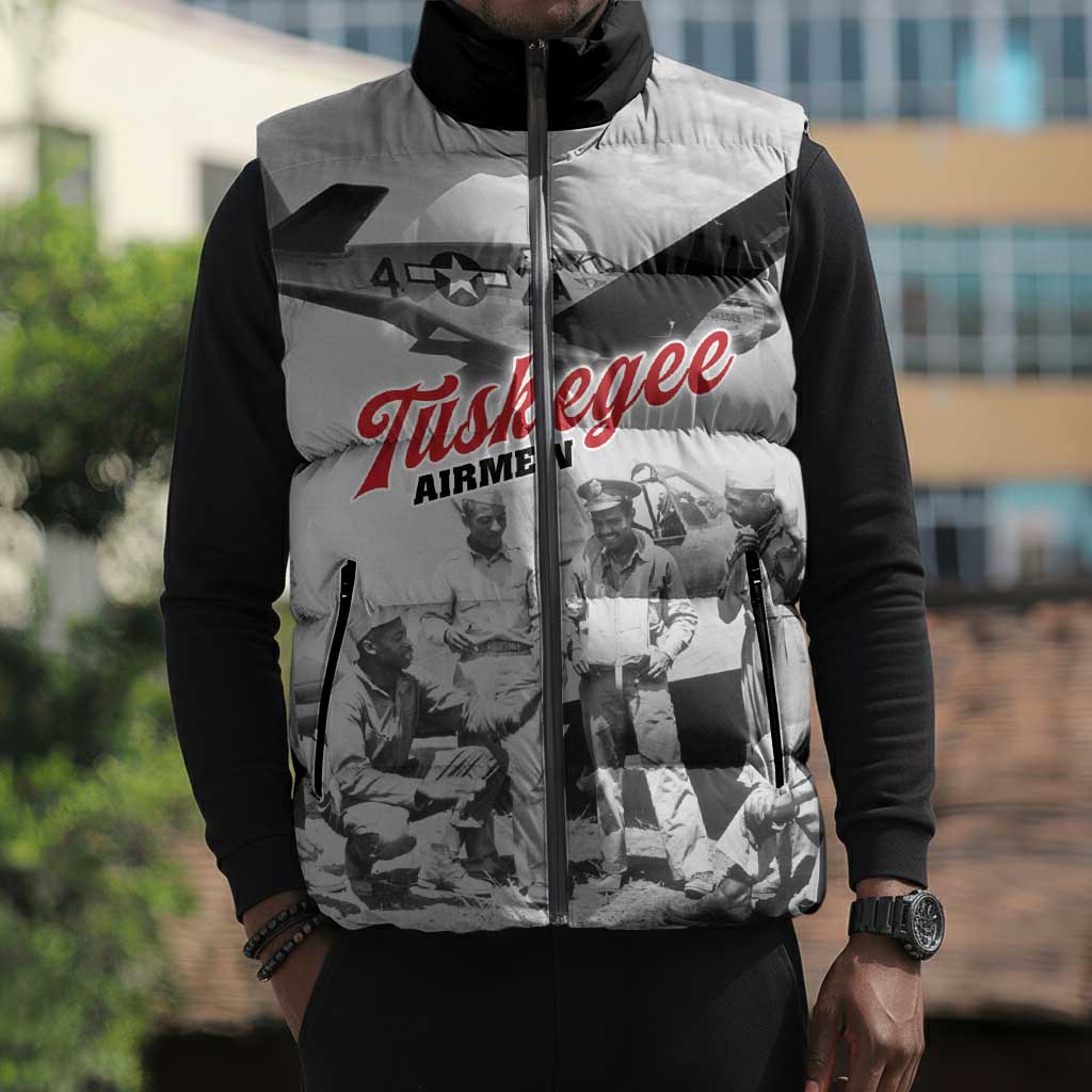 Tuskegee Airmen 332nd Fighter Group Sleeveless Puffer Jacket Vintage-style War