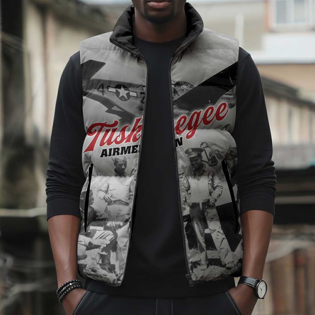 Tuskegee Airmen 332nd Fighter Group Sleeveless Puffer Jacket Vintage-style War