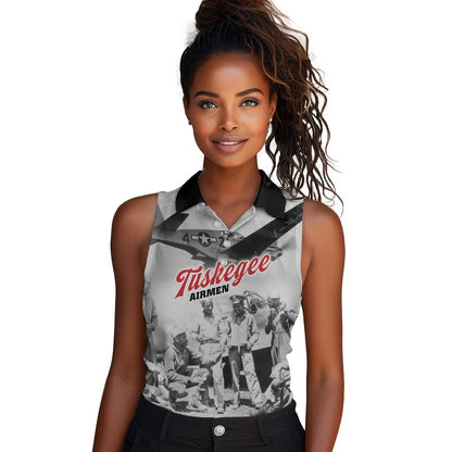 Tuskegee Airmen 332nd Fighter Group Women Sleeveless Polo Shirt Vintage-style War - African Pride