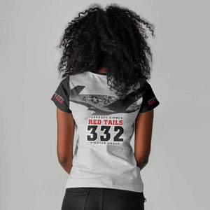 Tuskegee Airmen 332nd Fighter Group Women V-Neck T-Shirt Vintage-style War - African Pride