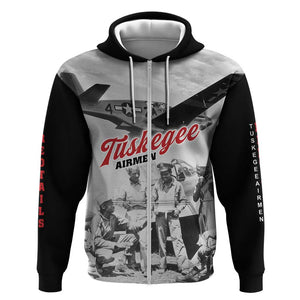 Tuskegee Airmen 332nd Fighter Group Zip Hoodie Vintage-style War - African Pride