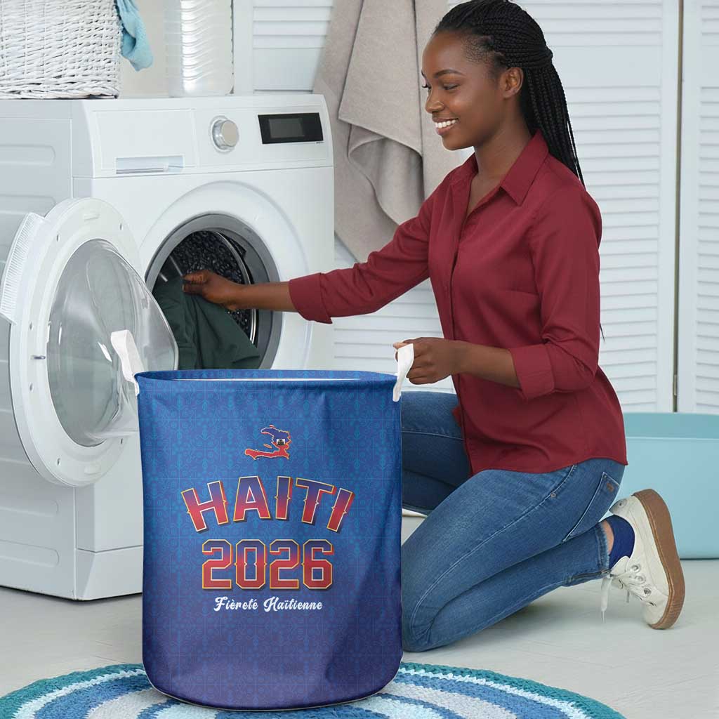 Afro-Haitians World Football 2026 Laundry Basket Haiti est de Retour Blue Voodoo Veve Spirits - African Pride
