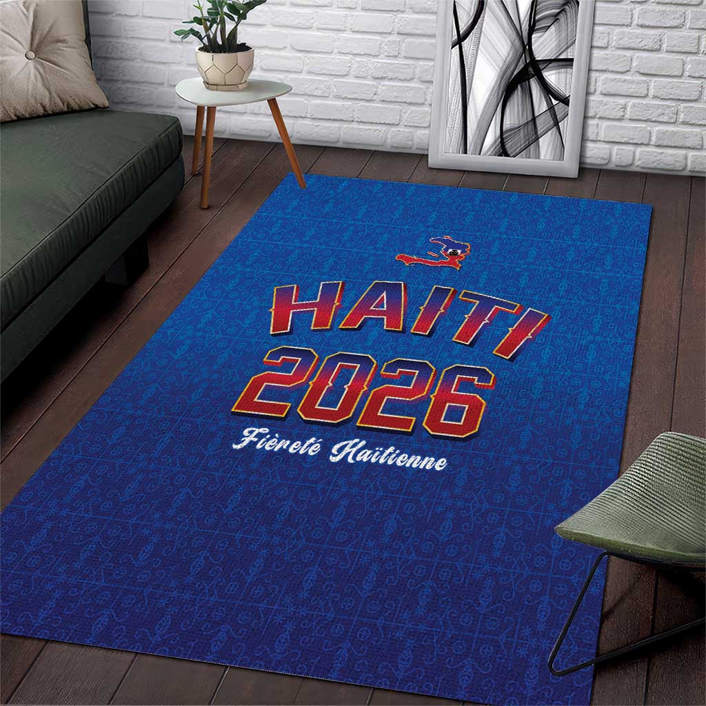 Afro-Haitians World Football 2026 Area Rug Haiti est de Retour Blue Voodoo Veve Spirits - African Pride