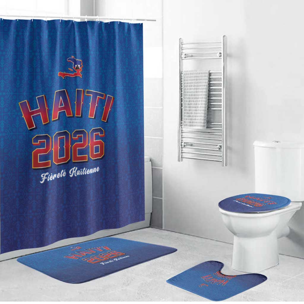 Afro-Haitians World Football 2026 Bathroom Set Haiti est de Retour Blue Voodoo Veve Spirits
