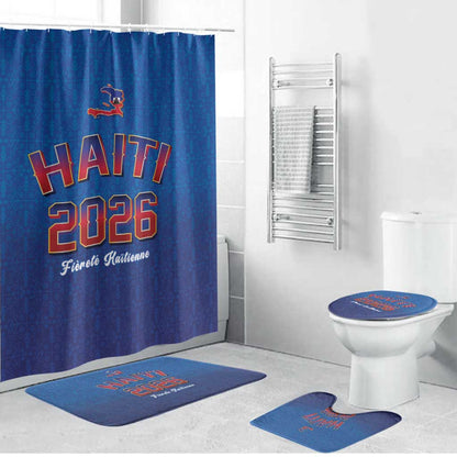 Afro-Haitians World Football 2026 Bathroom Set Haiti est de Retour Blue Voodoo Veve Spirits