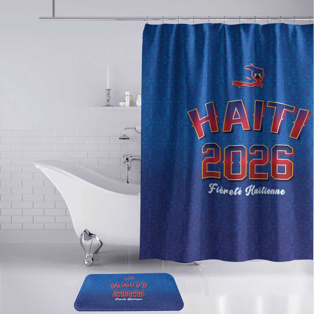 Afro-Haitians World Football 2026 Bathroom Set Haiti est de Retour Blue Voodoo Veve Spirits