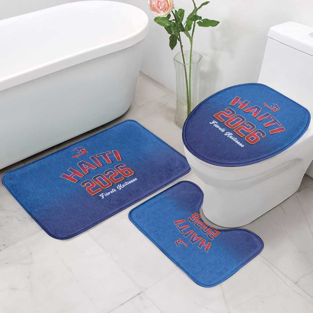 Afro-Haitians World Football 2026 Bathroom Set Haiti est de Retour Blue Voodoo Veve Spirits