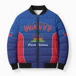 Afro-Haitians World Football 2026 Bomber Puffer Jacket Haiti est de Retour Blue Voodoo Veve Spirits