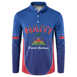 Afro-Haitians World Football 2026 Button Sweatshirt Haiti est de Retour Blue Voodoo Veve Spirits