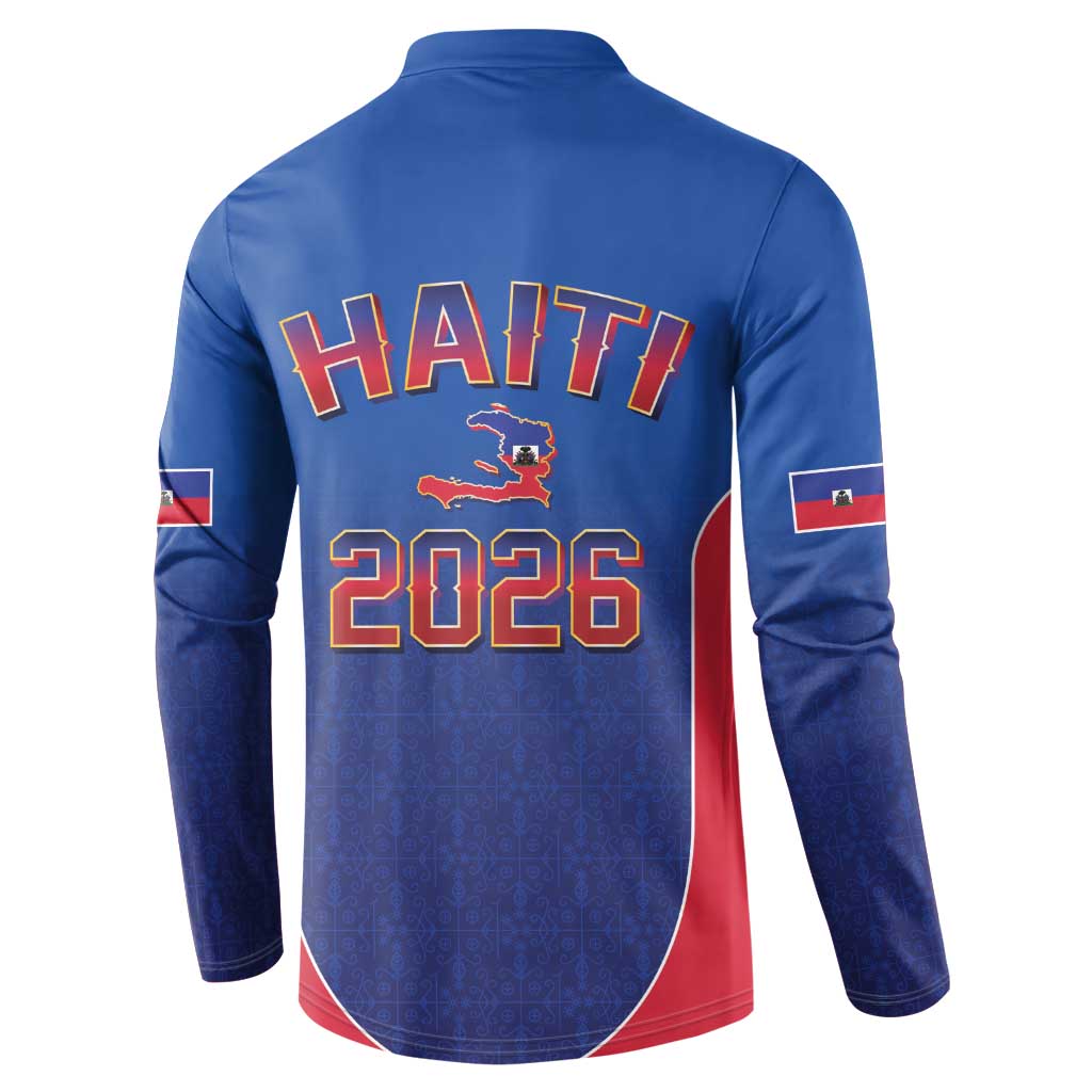Afro-Haitians World Football 2026 Button Sweatshirt Haiti est de Retour Blue Voodoo Veve Spirits
