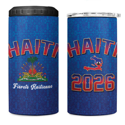 Afro-Haitians World Football 2026 4 in 1 Can Cooler Tumbler Haiti est de Retour Blue Voodoo Veve Spirits - African Pride