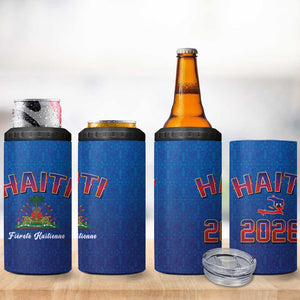 Afro-Haitians World Football 2026 4 in 1 Can Cooler Tumbler Haiti est de Retour Blue Voodoo Veve Spirits - African Pride