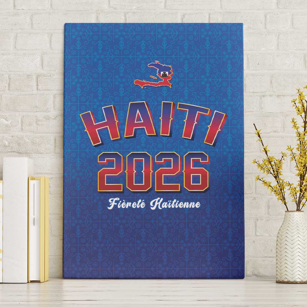 Afro-Haitians World Football 2026 Canvas Wall Art Haiti est de Retour Blue Voodoo Veve Spirits - African Pride