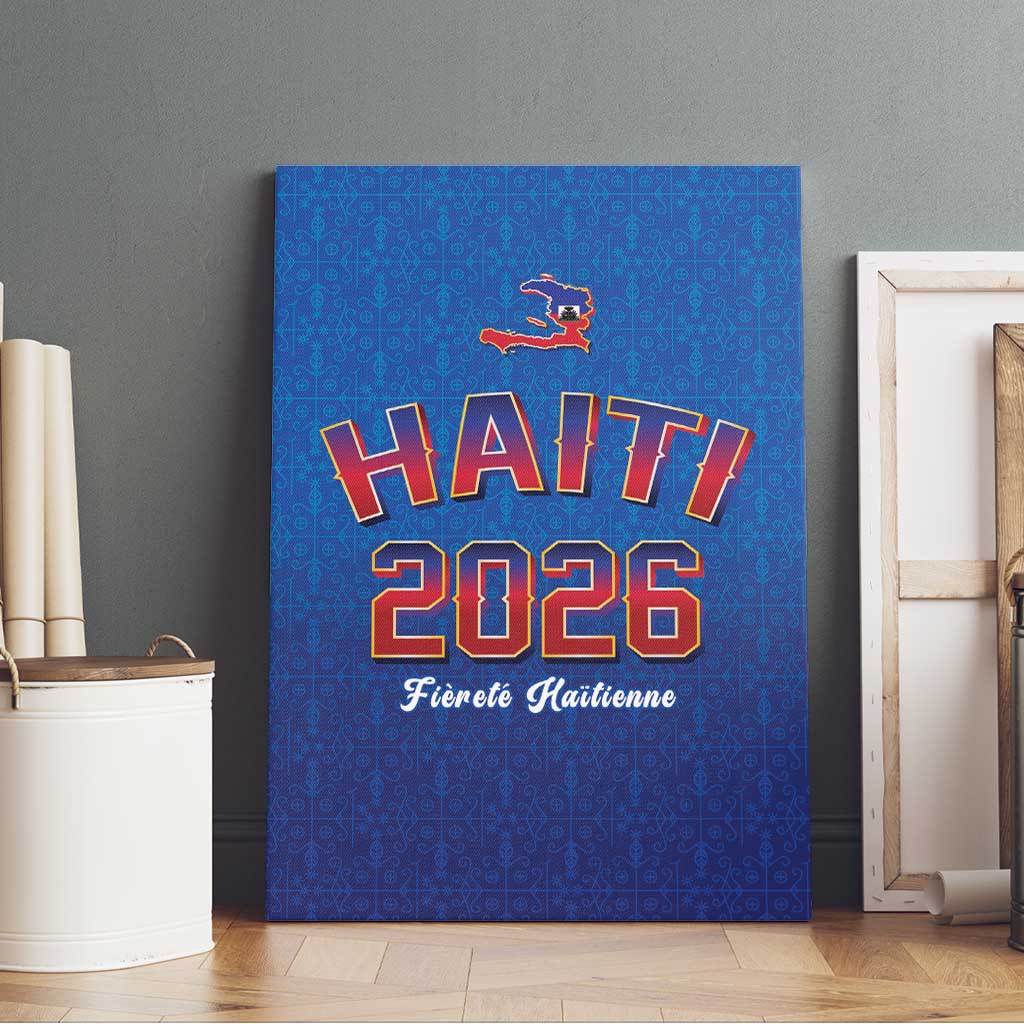 Afro-Haitians World Football 2026 Canvas Wall Art Haiti est de Retour Blue Voodoo Veve Spirits - African Pride