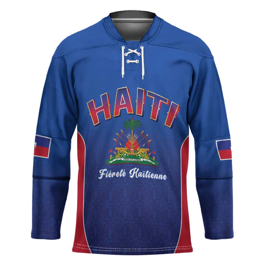Afro-Haitians World Football 2026 Hockey Jersey Haiti est de Retour Blue Voodoo Veve Spirits