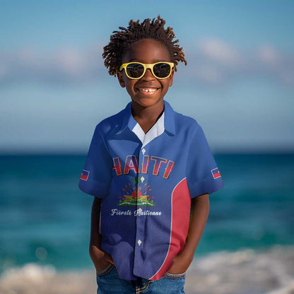 Afro-Haitians World Football 2026 Kid Hawaiian Shirt Haiti est de Retour Blue Voodoo Veve Spirits - African Pride