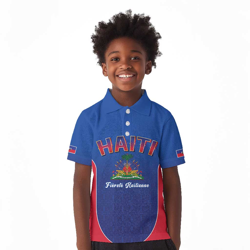 Afro-Haitians World Football 2026 Kid Polo Shirt Haiti est de Retour Blue Voodoo Veve Spirits - African Pride