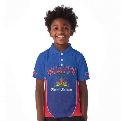Afro-Haitians World Football 2026 Kid Polo Shirt Haiti est de Retour Blue Voodoo Veve Spirits - African Pride
