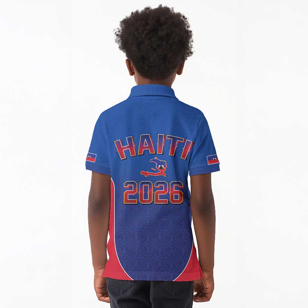 Afro-Haitians World Football 2026 Kid Polo Shirt Haiti est de Retour Blue Voodoo Veve Spirits - African Pride