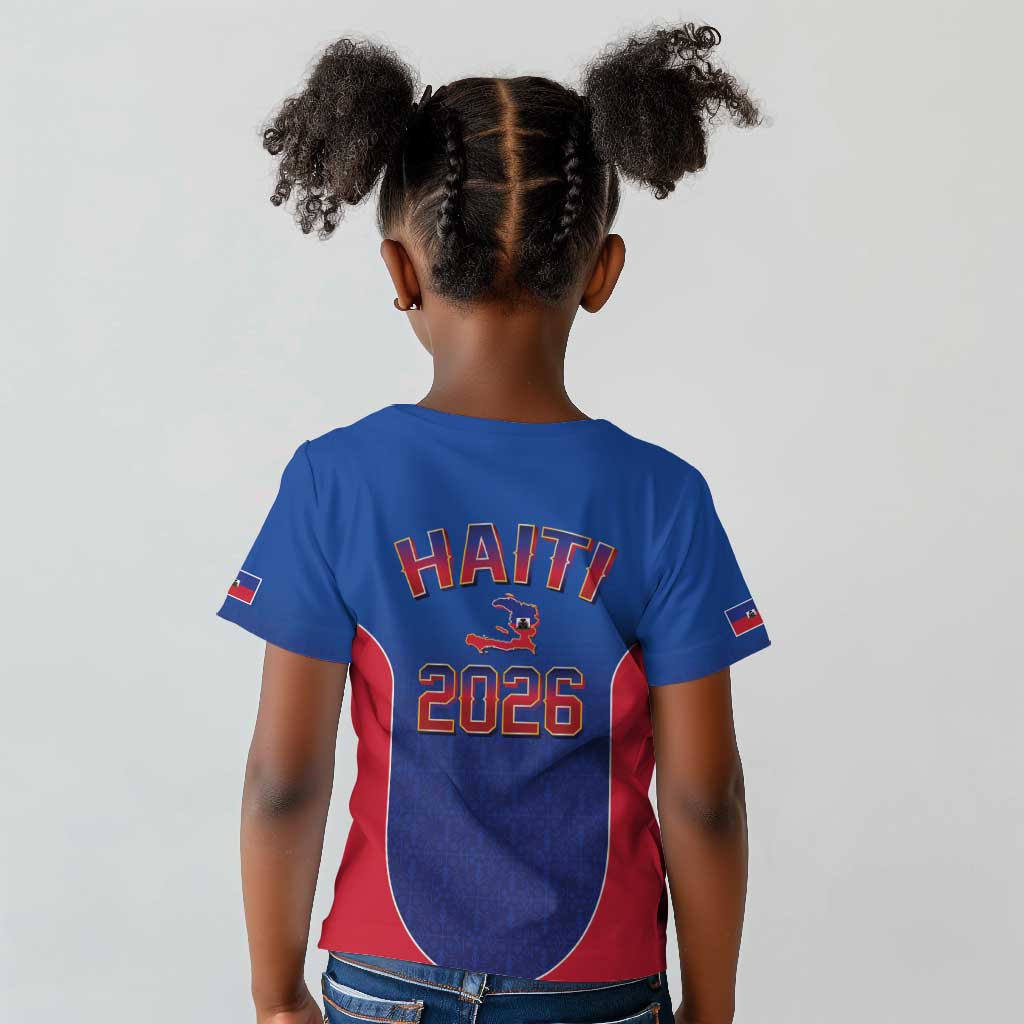 Afro-Haitians World Football 2026 Kid T shirt Haiti est de Retour Blue Voodoo Veve Spirits - African Pride