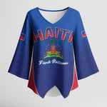 Afro-Haitians World Football 2026 Kimono Sleeve Blouse Haiti est de Retour Blue Voodoo Veve Spirits