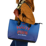 Afro-Haitians World Football 2026 Leather Tote Bag Haiti est de Retour Blue Voodoo Veve Spirits - African Pride