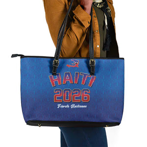 Afro-Haitians World Football 2026 Leather Tote Bag Haiti est de Retour Blue Voodoo Veve Spirits - African Pride