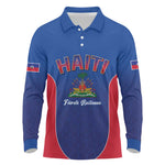 Afro-Haitians World Football 2026 Long Sleeve Polo Shirt Haiti est de Retour Blue Voodoo Veve Spirits - African Pride