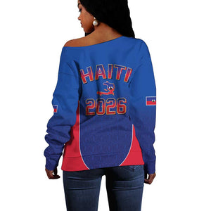Afro-Haitians World Football 2026 Off Shoulder Sweater Haiti est de Retour Blue Voodoo Veve Spirits - African Pride
