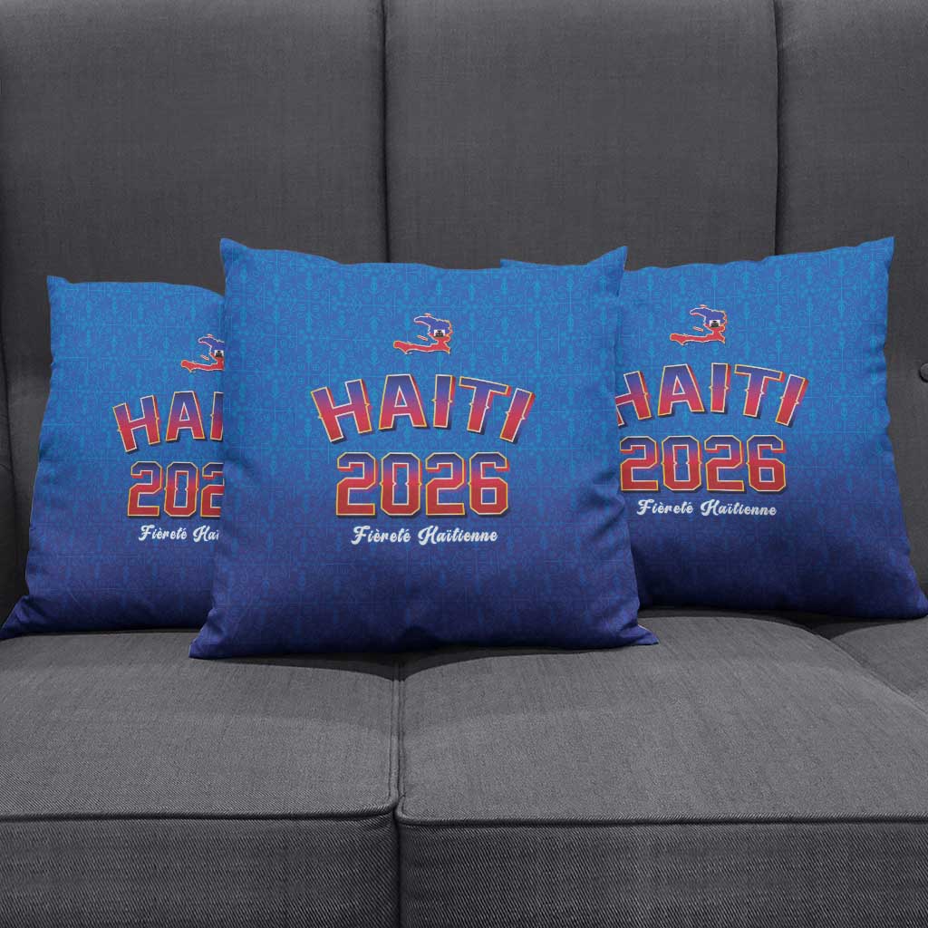Afro-Haitians World Football 2026 Pillow Cover Haiti est de Retour Blue Voodoo Veve Spirits