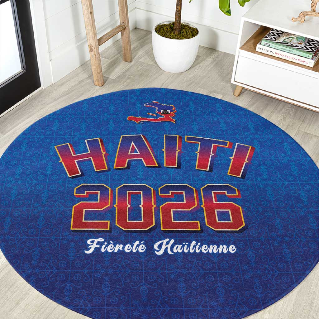 Afro-Haitians World Football 2026 Round Carpet Haiti est de Retour Blue Voodoo Veve Spirits - African Pride